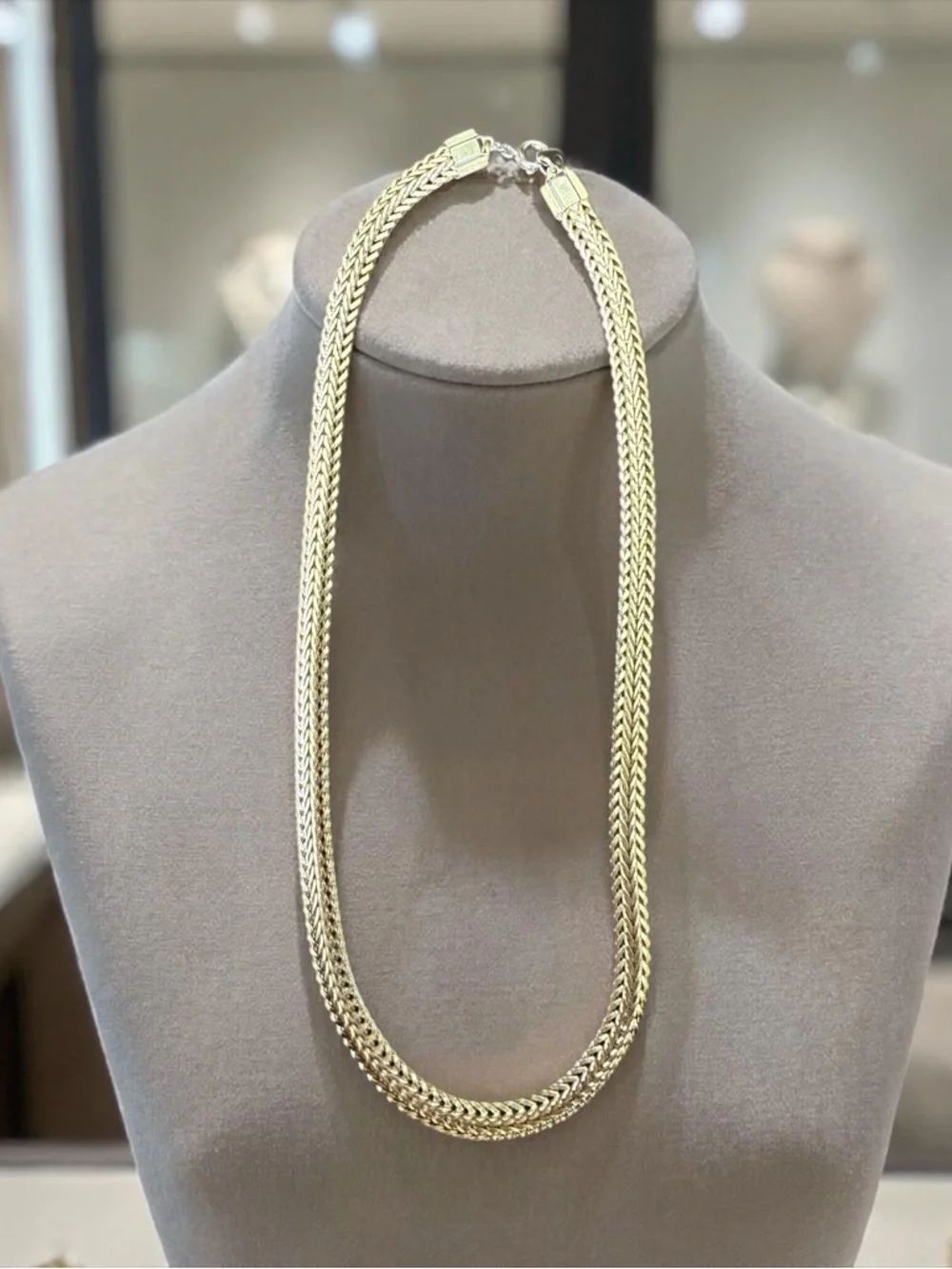 Classic Gold-Tone Double Wheat Chain Necklace - Picture 2 of 4